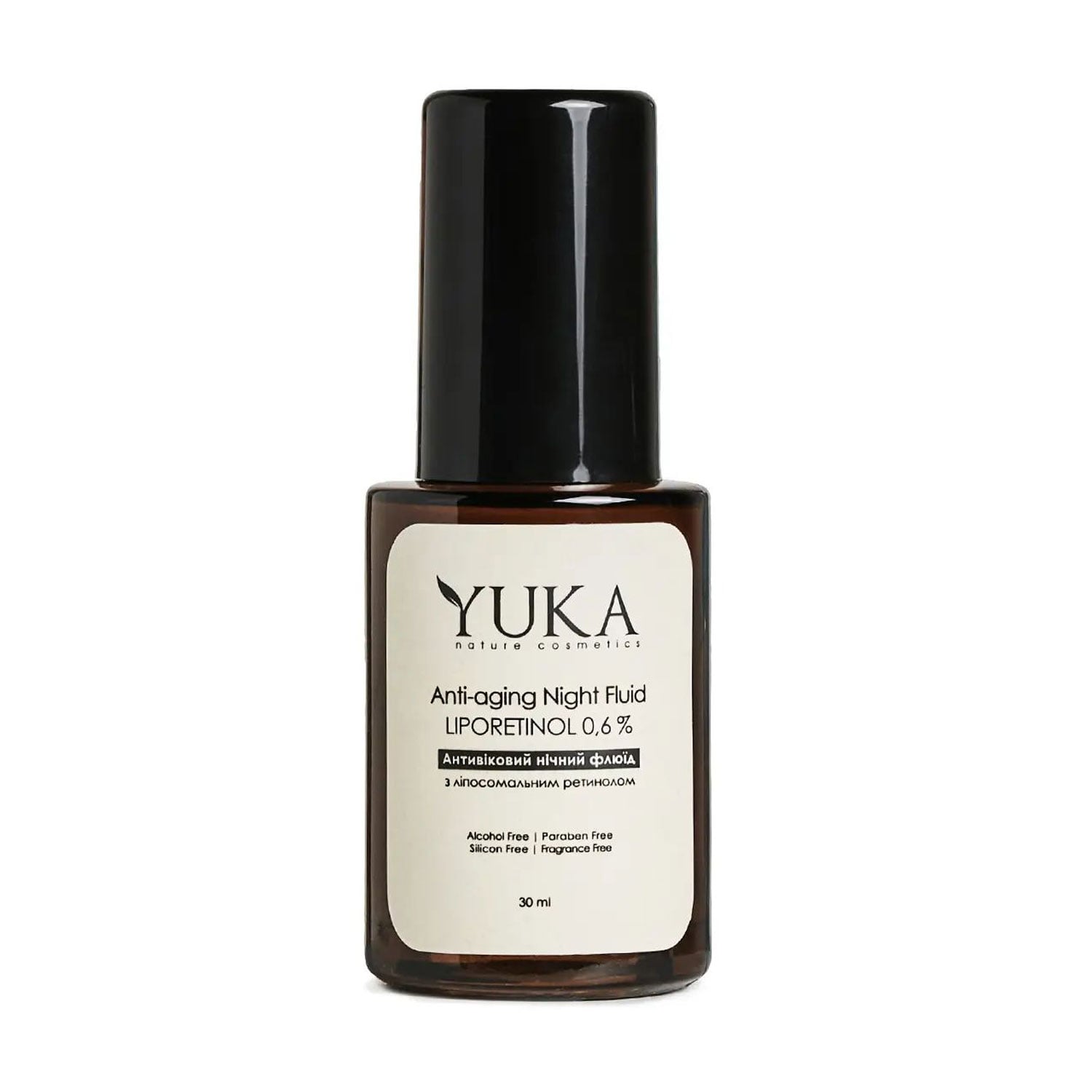 Уцінка! Антивіковий нічний флюїд для обличчя Yuka Anti-Aging Night Fluid LipoRetinol з ретинолом 0.6% та церамідами, 30 мл